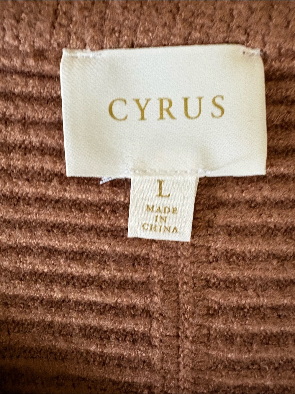 Cyrus Camel Brown Ribbed Button-Top Sweater Size L - Picture 3 of 5
